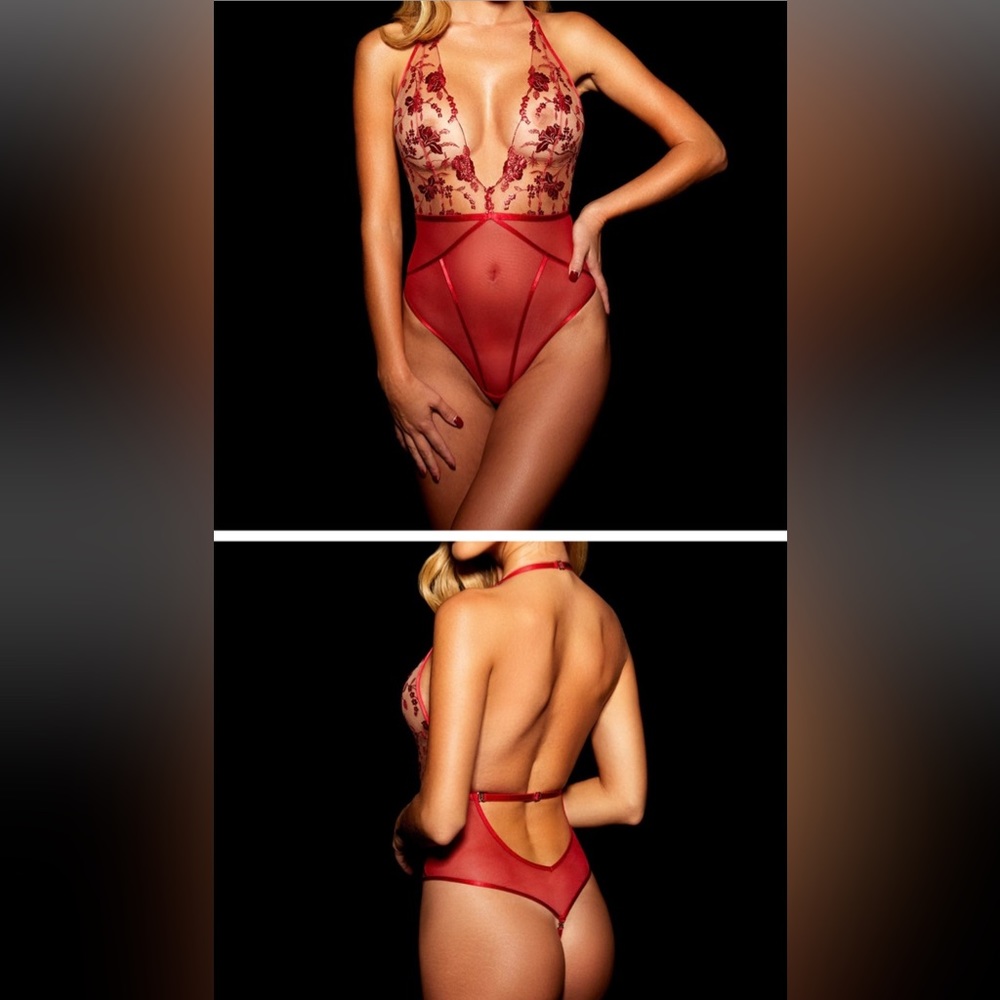 Honey Birdette Whitney Bodysuit SMALL in RED
